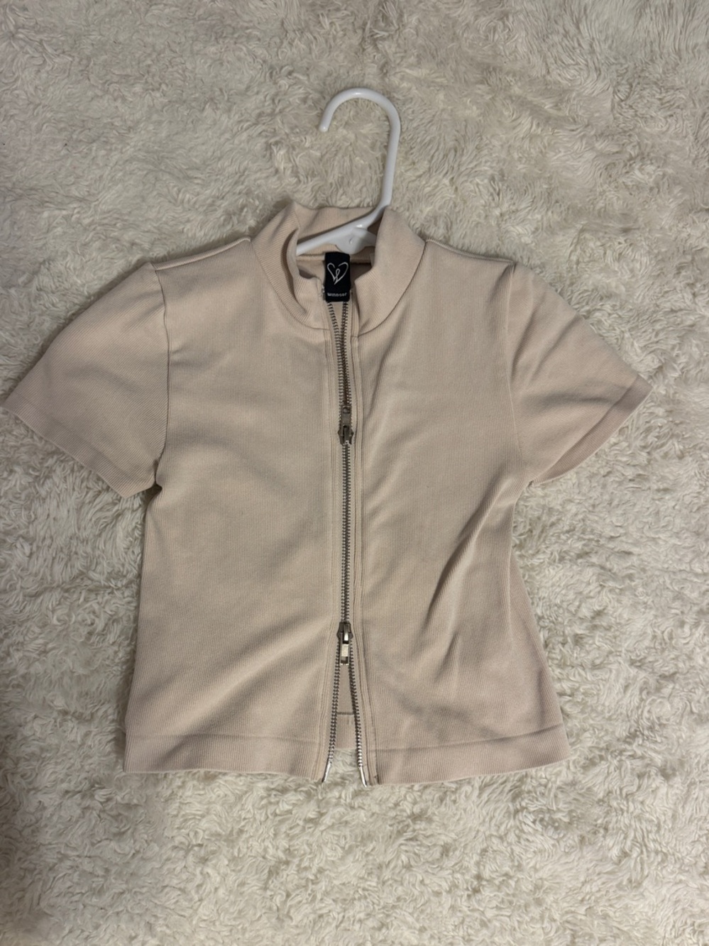 Windsor Zip Crop Top Nude